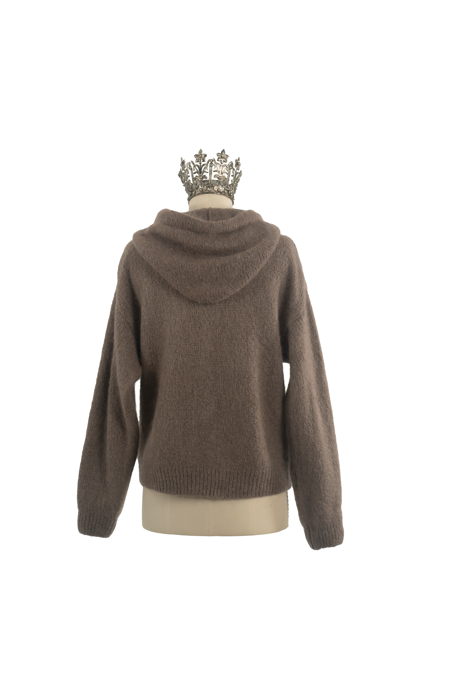 Strickjacke Kapuze Mohair Taupe